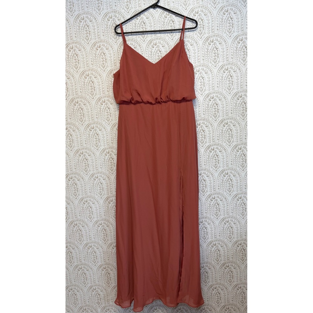 Birdy Grey Gwennie Chiffon Dress Wild‎ Rose Pink XXL Bridesmaid Maxi Slit Gown